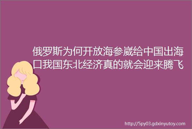 俄罗斯为何开放海参崴给中国出海口我国东北经济真的就会迎来腾飞吗